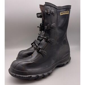Servus Boots Mens 9 Black Waterproof Insulated 4 Buckle Rubber Rain Over Shoes